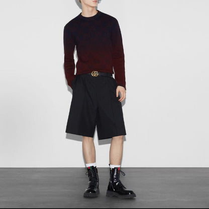 GUCCI Gucci Regular Fit Ribbed Sweater for Men - Burgundy Color