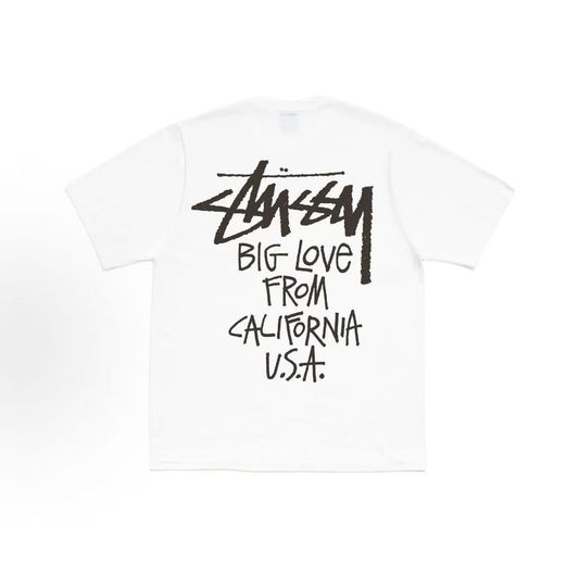 Stussy SS26 BIG LOVE TEE - A trendy, versatile, loose-fitting short-sleeved T-shirt with a graffiti signature logo, suitable for both men and women.