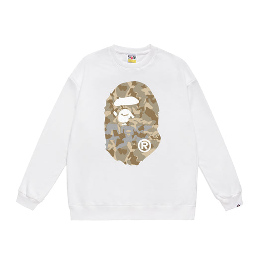 A Bathing Ape Camouflage Logo Print Hoodie White