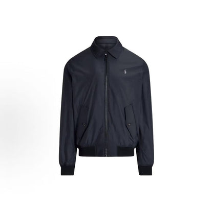 Ralph Lauren FW24 Reversible Waterproof Small Quill Embroidered Logo Pattern Solid Color Pockets Pointed Collar Full Zip Long Sleeve Jacket Coat - Classic Edition Men's Polo Black