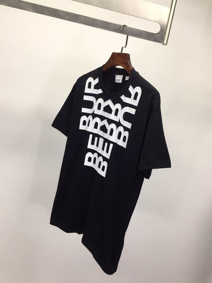 BURBERRY LOGO PRINT COTTON OVERSIZED T-SHIRT IN BLACK – BRS003