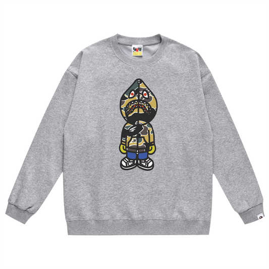 A Bathing Ape Shark Head Print Hoodie Grey