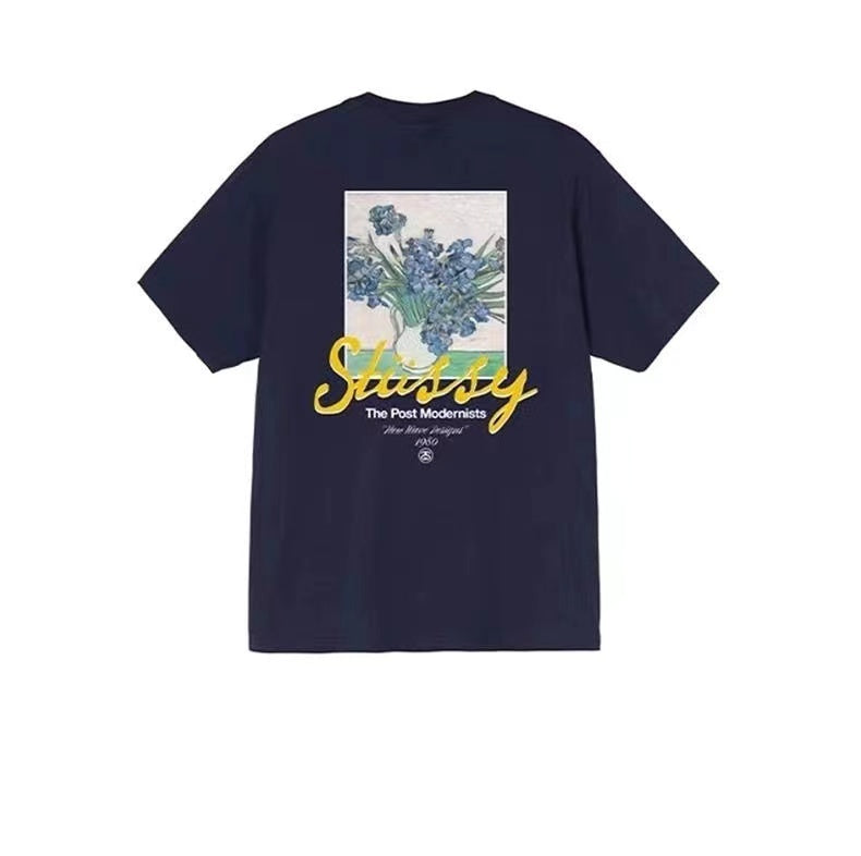 STUSSY  FLOWERS TEE NAVY