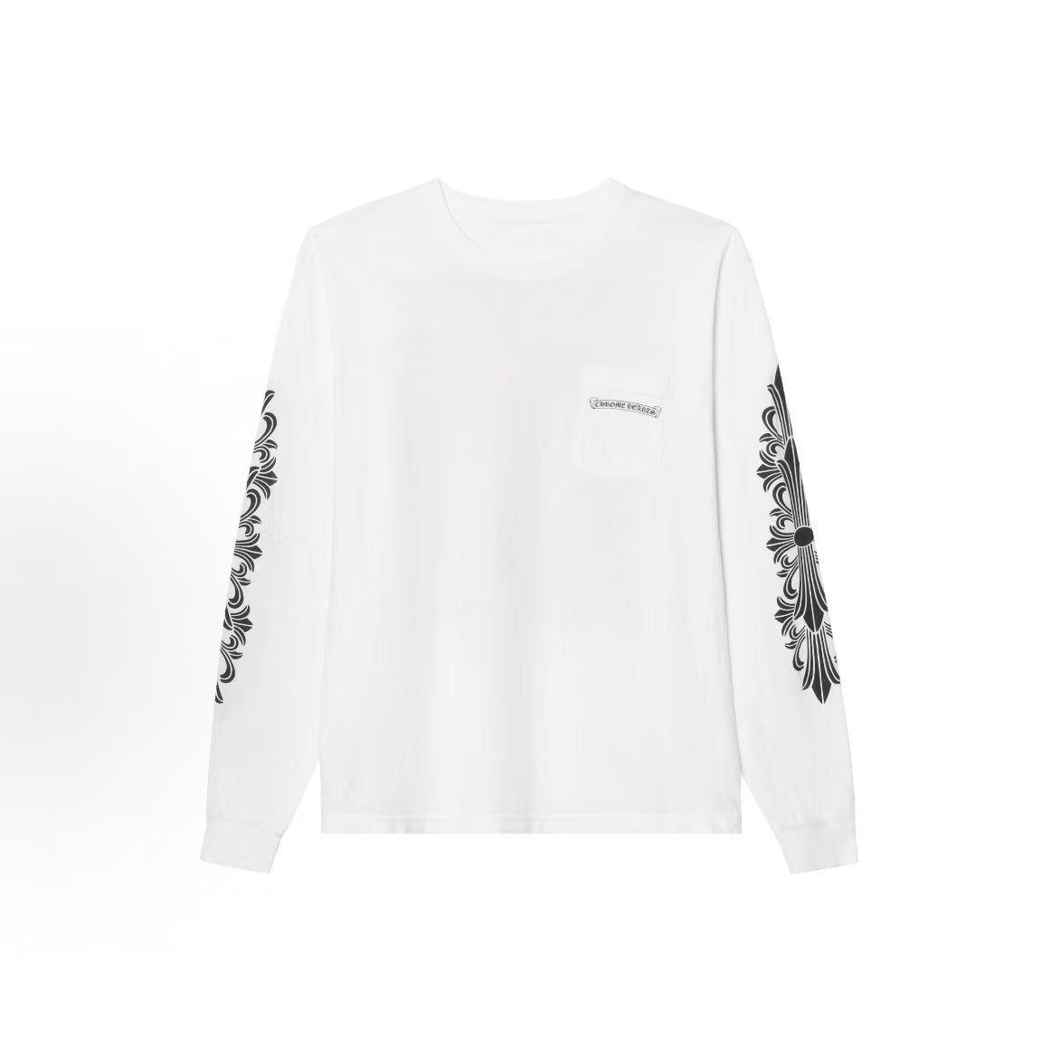 Chrome Hearts Crozier Lettered Print Round-neck Long-sleeved T-shirt (Men's and Women's style) - White