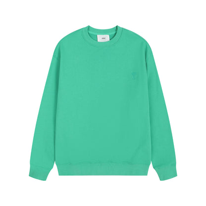 AMI Solid Color Crew Neck Hoodie Green