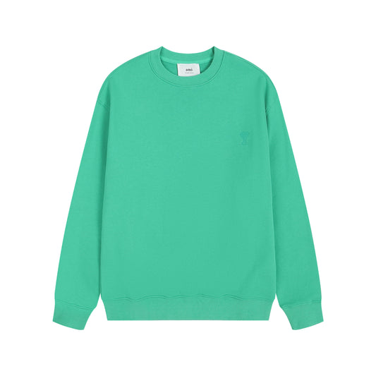 AMI Solid Color Crew Neck Hoodie Green