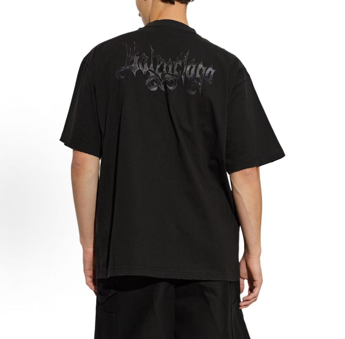 Balenciaga Logo Print Short-Sleeved Round-neck T-Shirt - Loose Fit - Men's Style