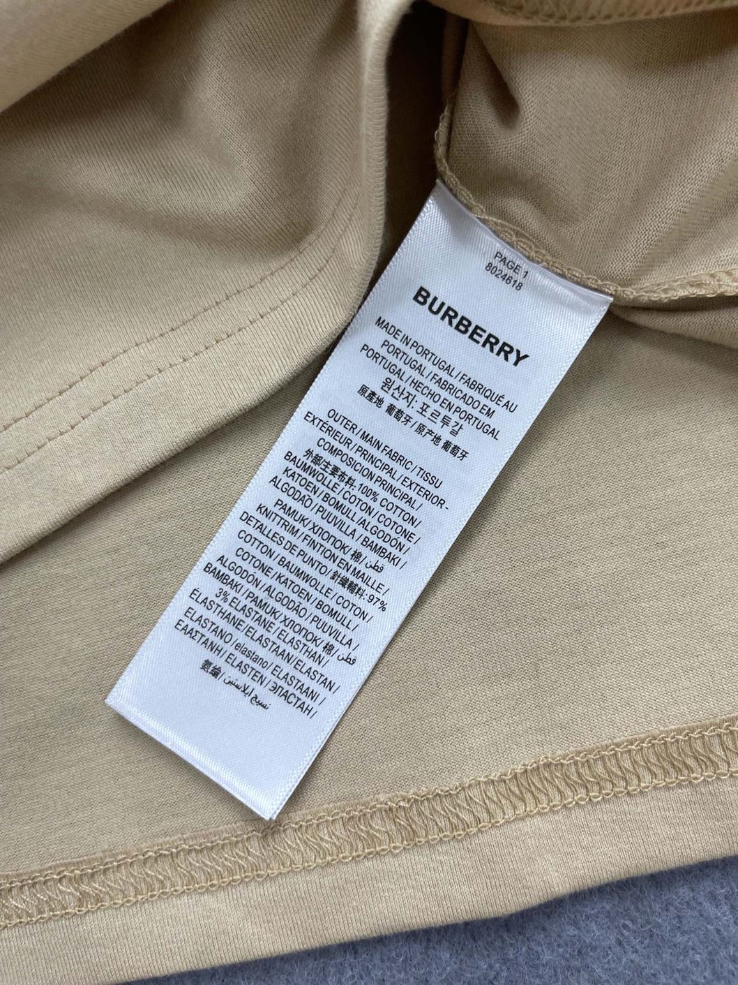 BURBERRY LOGO PRINT COTTON OVERSIZE T-SHIRT – IN SOFT FAWN – BRS006