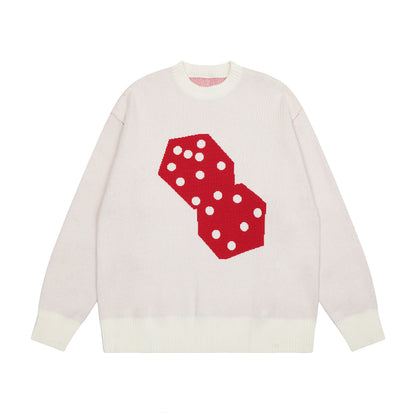 STUSSY  DICE PRINT SWEATER CREAM/RED