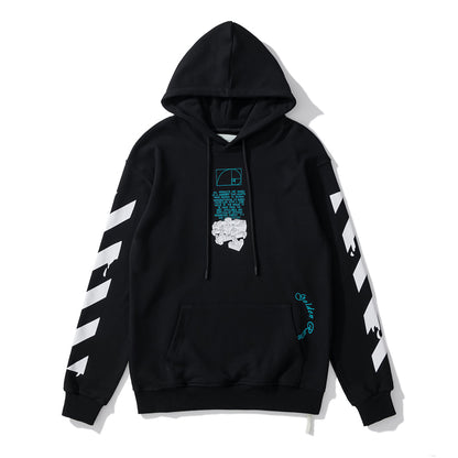 Off-White water droplets print hooded sweater black