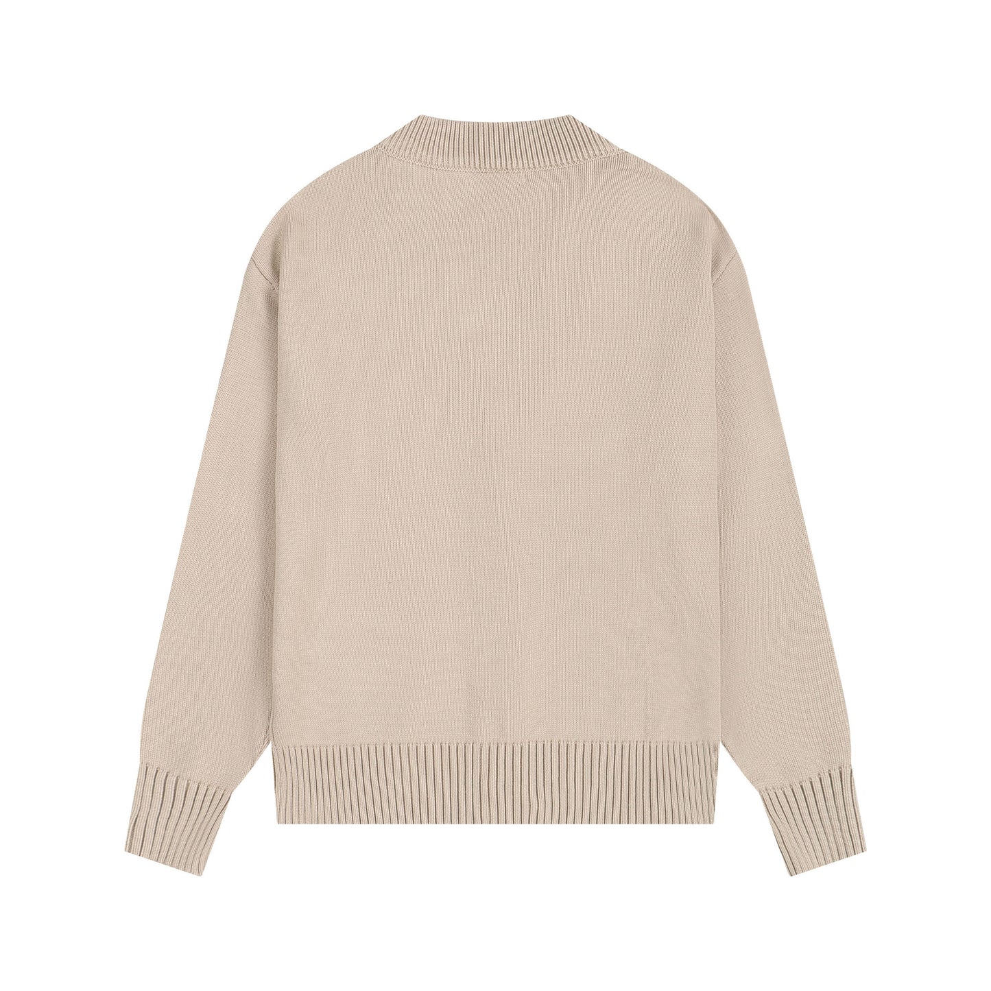 AMI Big Logo Button Sweater Brown