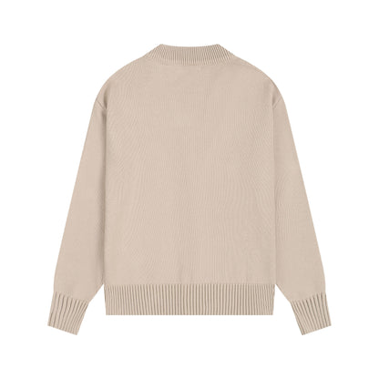 AMI Big Logo Button Sweater Brown
