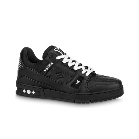 LOUIS VUITTON TRAINER SNEAKER WITH WOOL IN BLACK CALF LEATHER   LSVT124