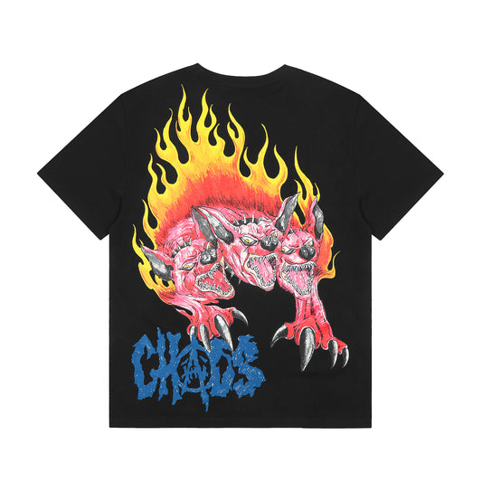 Travis Scott Monster Dog Print T shirt Black