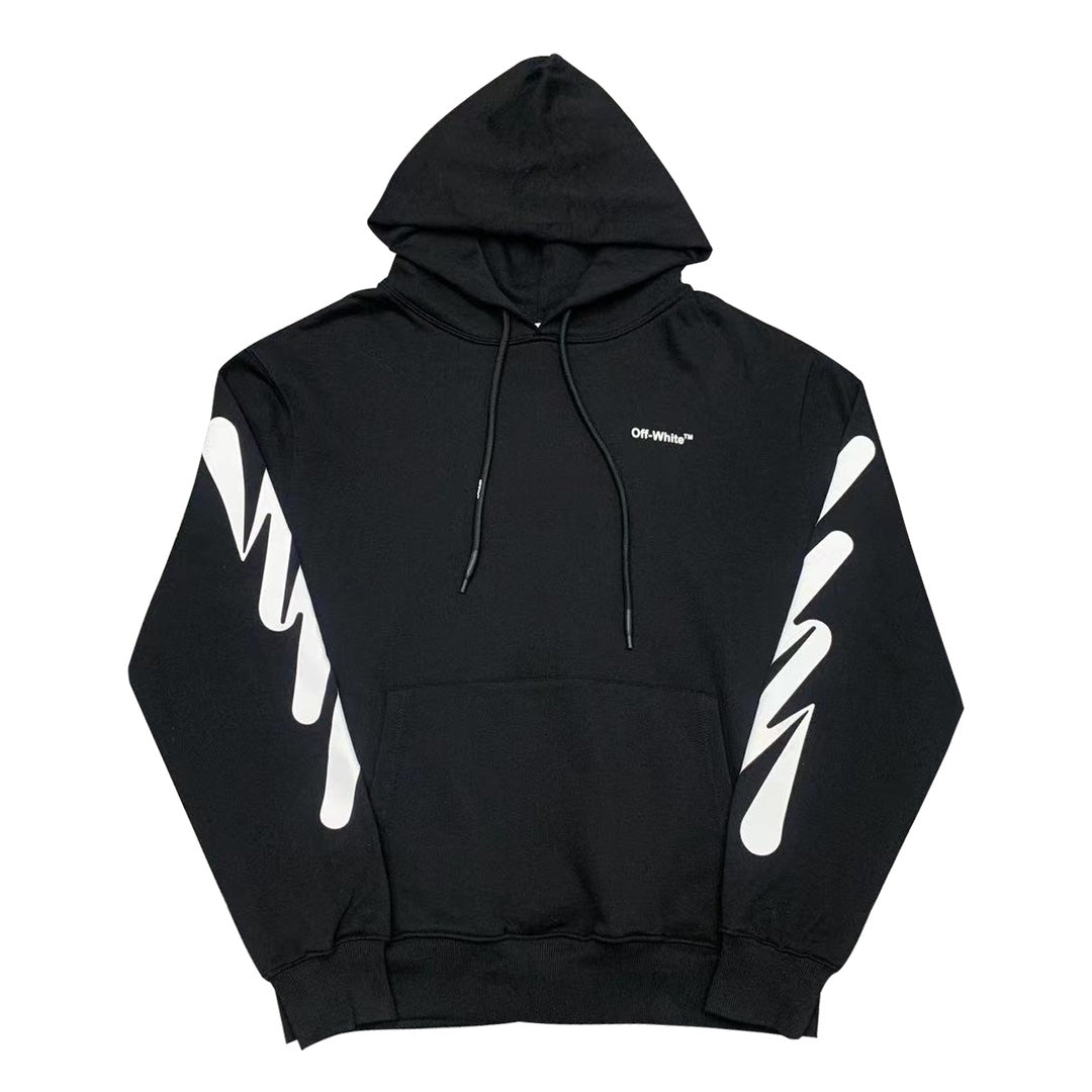 Off-White wavy lines print hooded sweater black