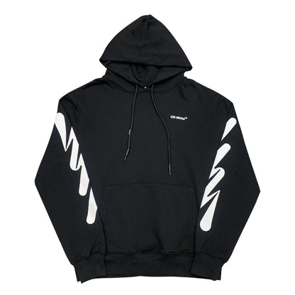 Off-White wavy lines print hooded sweater black