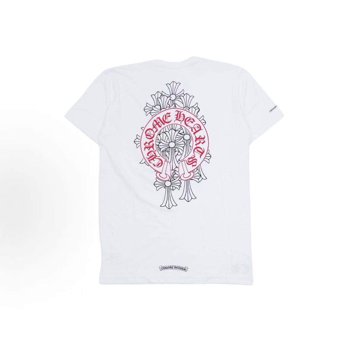 Chrome Hearts Phantom Cross Red Horse Hoof Print T-shirt - Men's and Women's Matching Couple Style