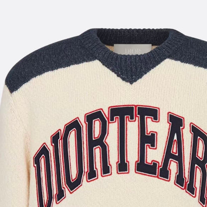 DIOR (Dior) Men's Letter-Print Round-neck Casual Sweater in Beige
