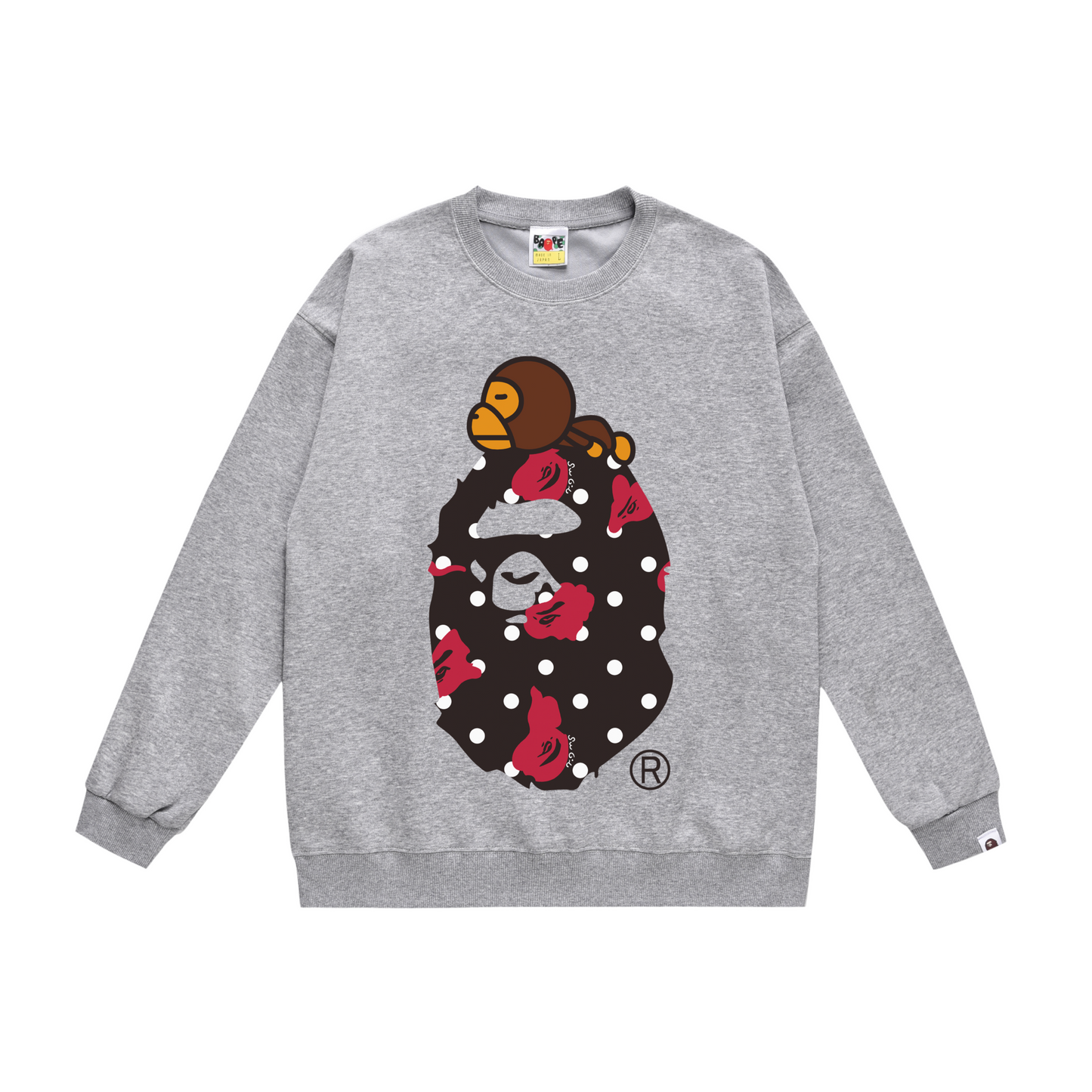 A Bathing Ape Big Baby Milo Logo Print Hoodie Grey