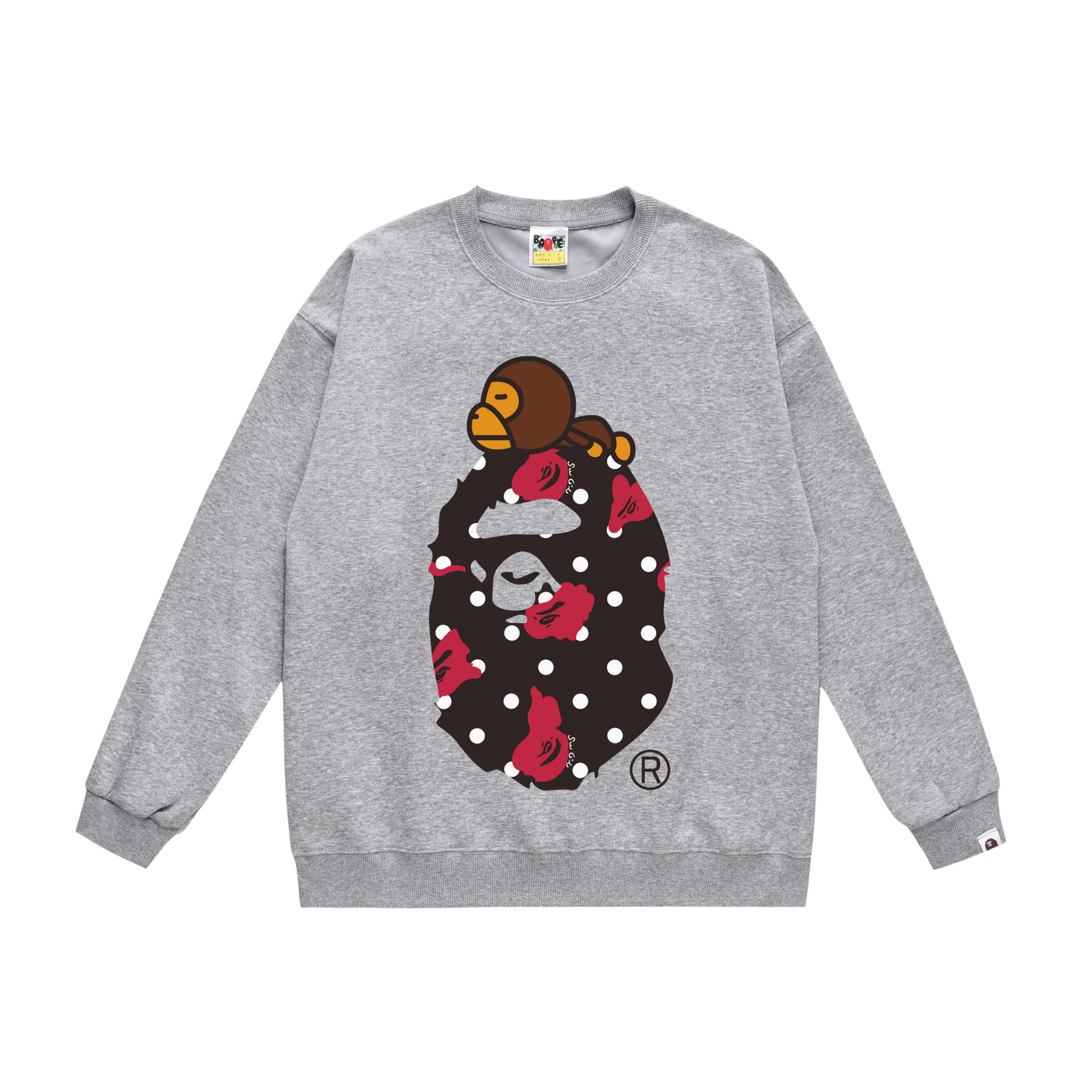 A Bathing Ape Big Baby Milo Logo Print Hoodie Grey