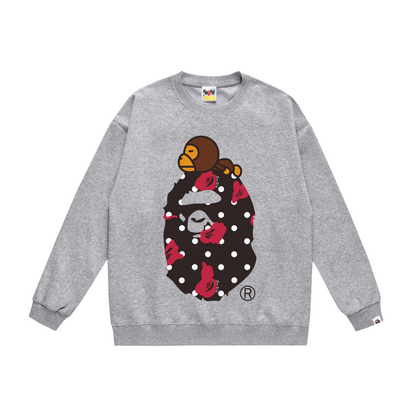 A Bathing Ape Big Baby Milo Logo Print Hoodie Grey