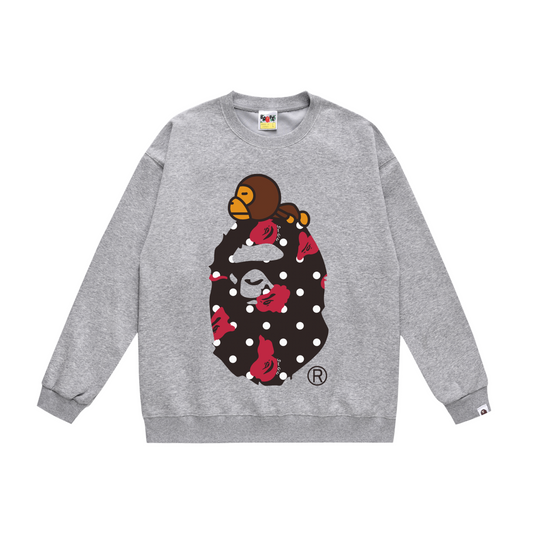 A Bathing Ape Big Baby Milo Logo Print Hoodie Grey