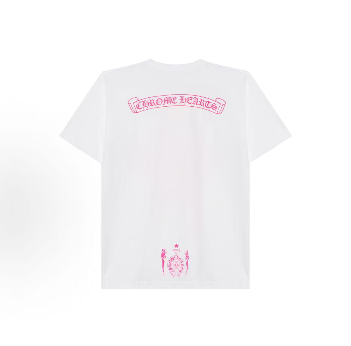 Chrome Hearts Foti series graffiti-print round-neck straight-leg short-sleeved T-shirt for men, in white color.