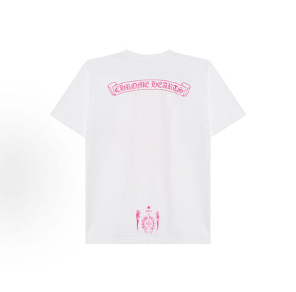 Chrome Hearts Foti series graffiti-print round-neck straight-leg short-sleeved T-shirt for men, in white color.