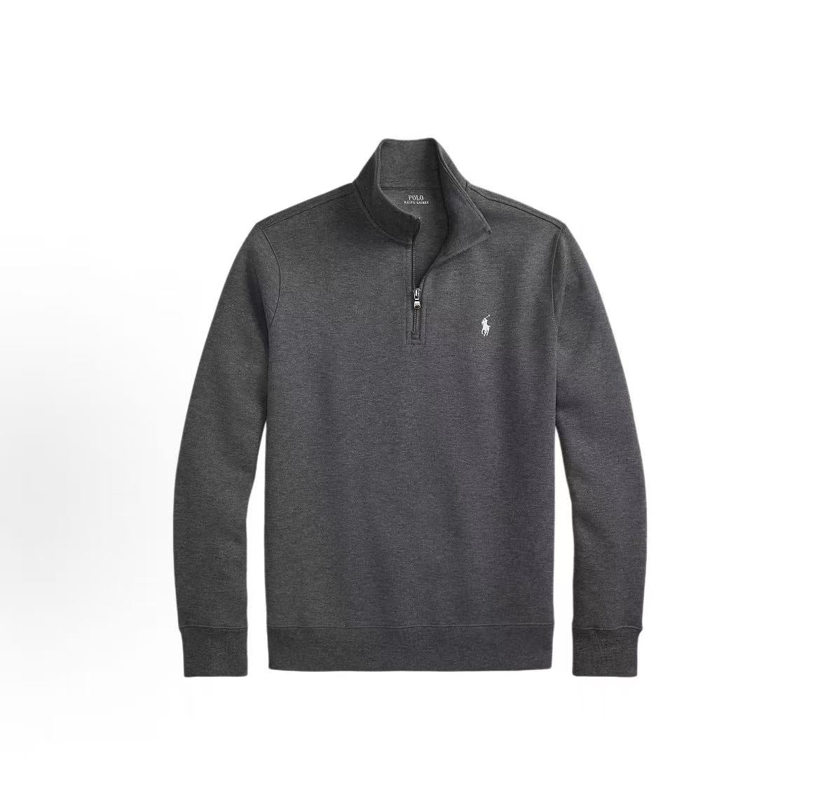 Ralph Lauren Small Spur Embroidered Logo Pattern Cotton Blended High-neck Two-sided Knitted Quarter-Zip Pullover Long-Sleeve Polo Shirt Men's Style