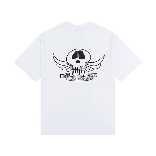 STUSSY SKULL PRINT TEE WHITE