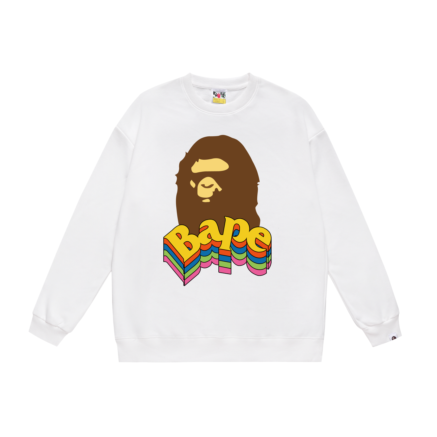 A Bathing Ape Rainbow Letters Print Hoodie White