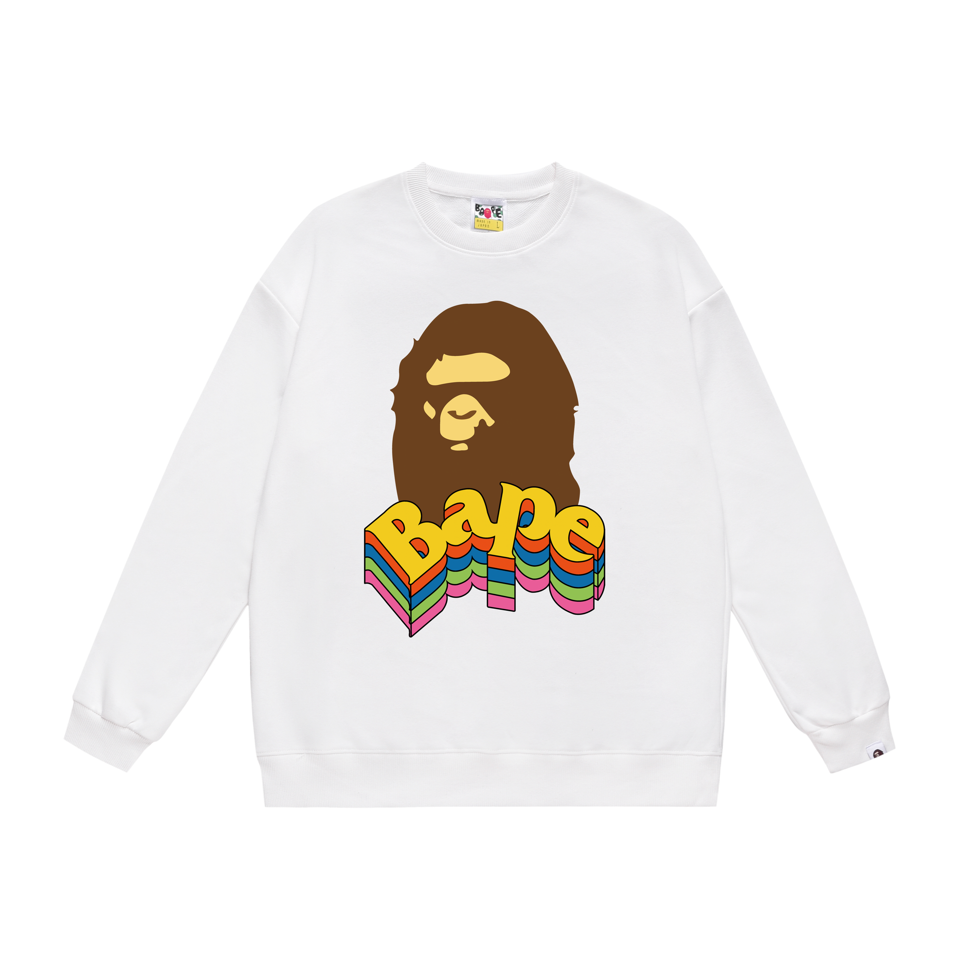 A Bathing Ape Rainbow Letters Print Hoodie White