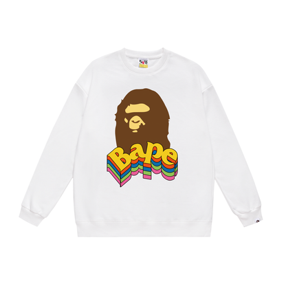 A Bathing Ape Rainbow Letters Print Hoodie White