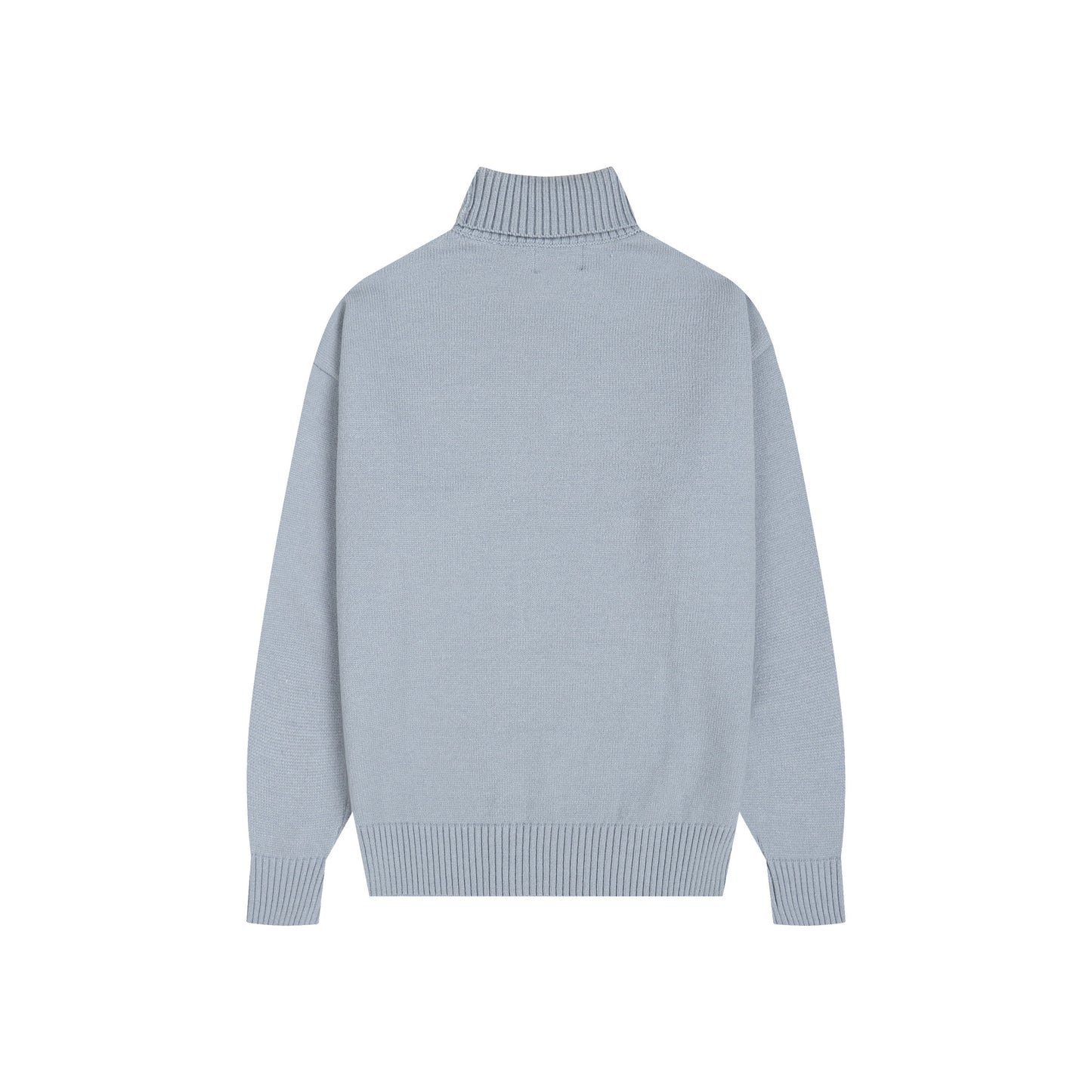 AMI Big Logo Turtleneck Sweater Light Blue