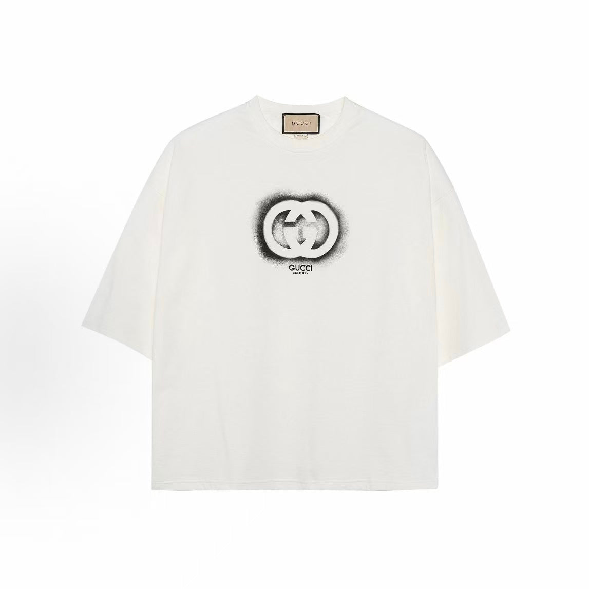 GUCCI 2023 Fall Collection Letter-Print Round-neck Casual Short-Sleeved T-Shirt for Men, White