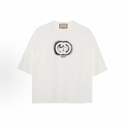 GUCCI 2023 Fall Collection Letter-Print Round-neck Casual Short-Sleeved T-Shirt for Men, White