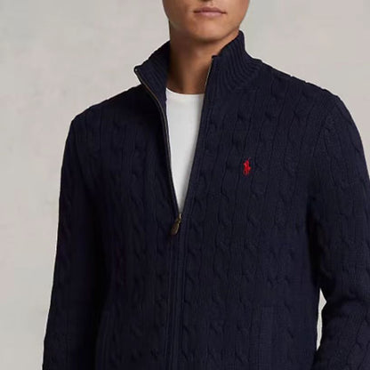 Polo Ralph Lauren SS22 solid color casual micro-label embroidered half-zip sweater men's navy blue