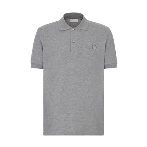 DIOR CD ICON POLO SHIRT GRAY COTTON PIQUÉ – DOT024