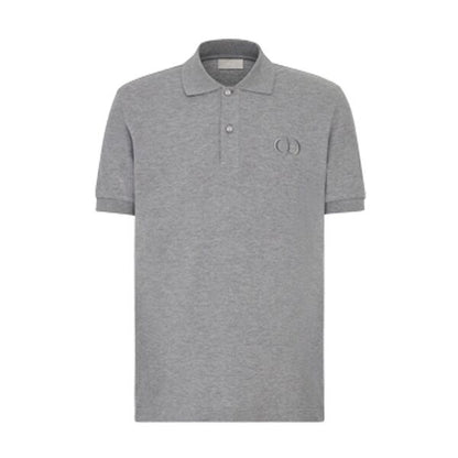 DIOR CD ICON POLO SHIRT GRAY COTTON PIQUÉ – DOT024