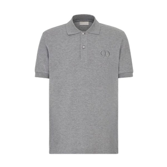 DIOR CD ICON POLO SHIRT GRAY COTTON PIQUÉ – DOT024