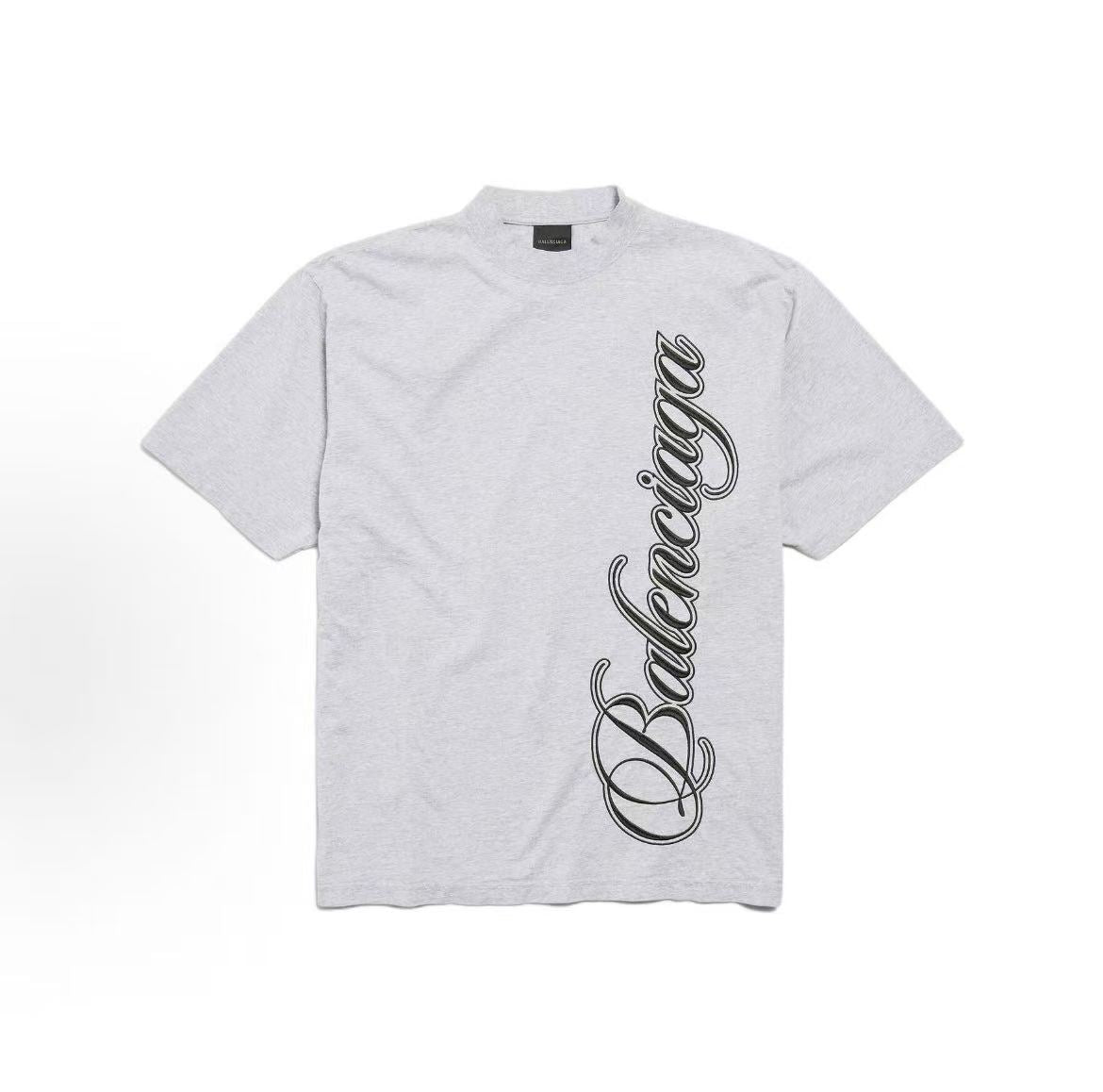 Balenciaga SS26 Round-neck Cotton Textured Letterprint Short-Sleeve T-shirt Regular Fit Men's Style