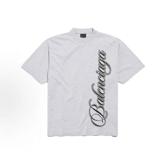Balenciaga SS26 Round-neck Cotton Textured Letterprint Short-Sleeve T-shirt Regular Fit Men's Style