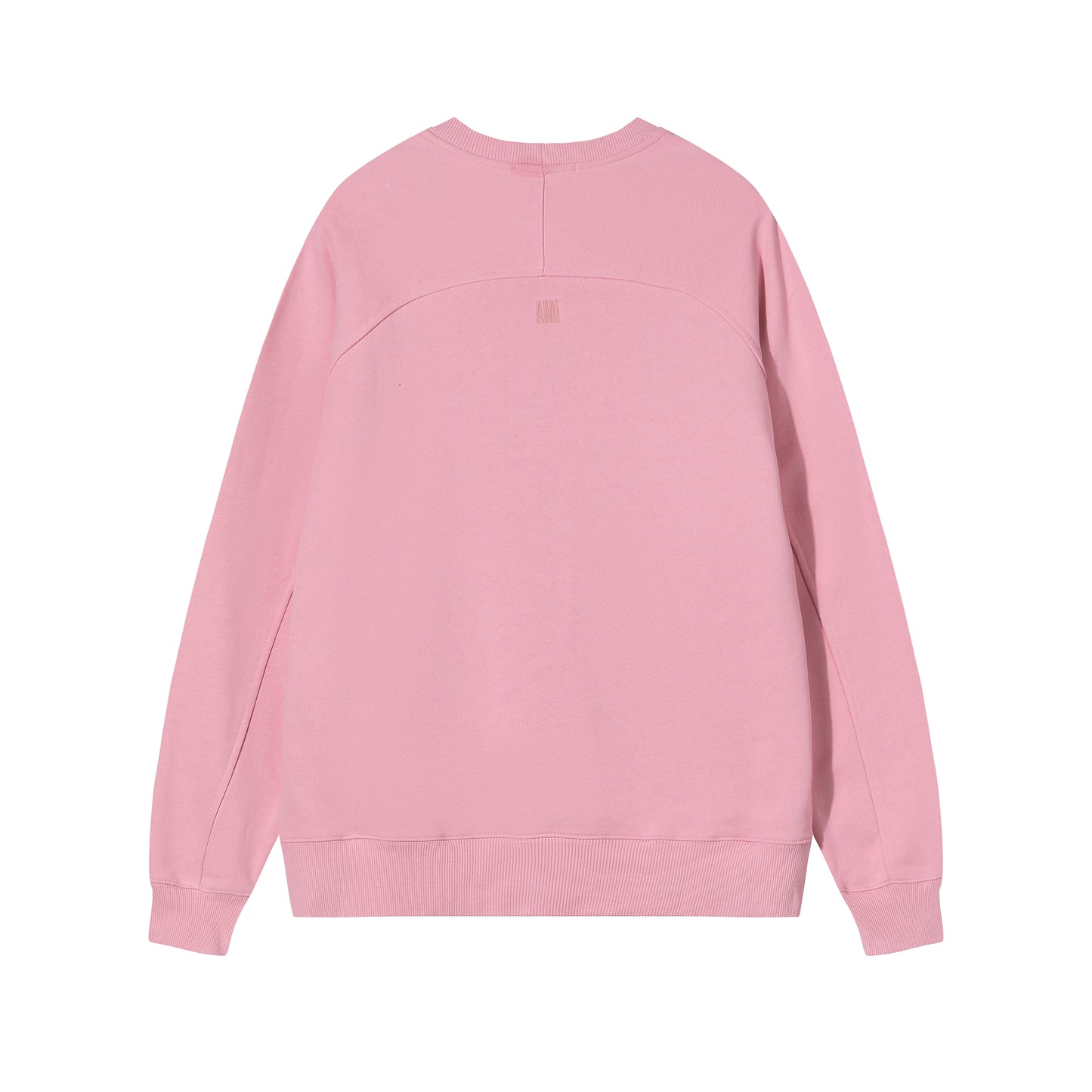 AMI  Solid Color Logo Crewneck Hoodie Pink