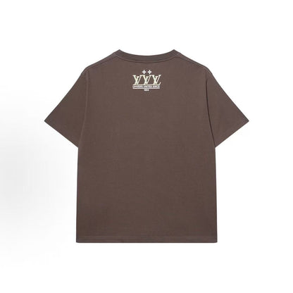 LOUIS VUITTON SS25 Patterned Printed Round-neck Short-sleeved T-shirt for Men, Brown