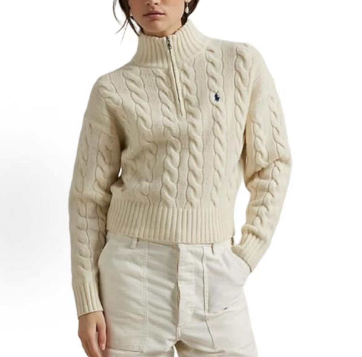 Ralph Lauren Half-neck Half-Zip Long-Sleeved Sweater Loose Fit Women's Style