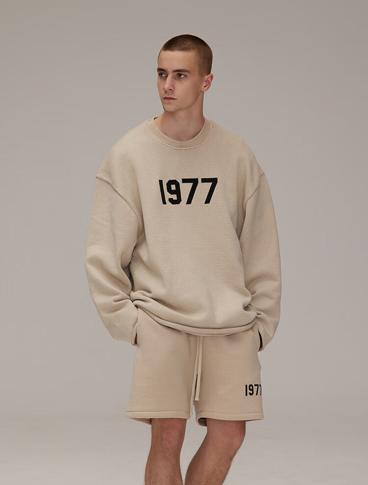 FOG FEAR OF GOD ESSENTIALS 22 1977 flocked crew neck sweater