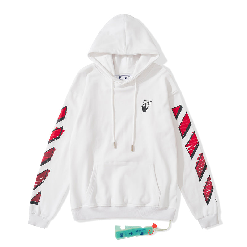 Off-White 753 doodle arrow hooded sweater white/red
