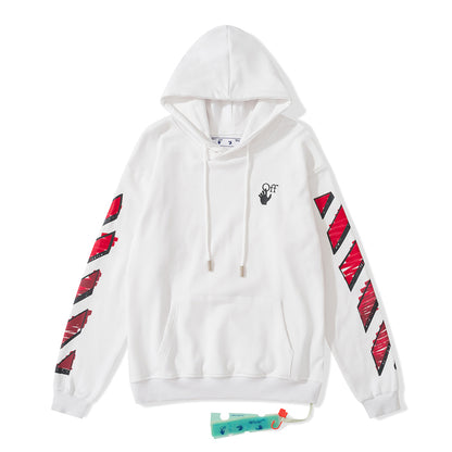 Off-White 753 doodle arrow hooded sweater white/red