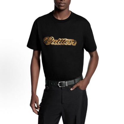 LOUIS VUITTON SS26 Spring/Summer Collection Cotton Round-neck Embroidered Vuitton Decorative Signature Logo Pullover Lace-Up T-Shirt for Men