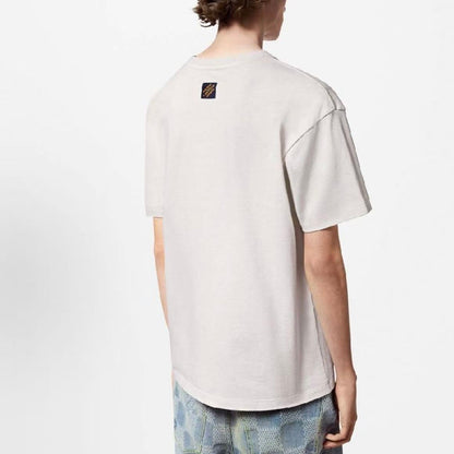 LOUIS VUITTON Logo embroidered crew-neck short-sleeved T-shirt for men in white, for Fall/Winter 2024.
